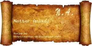 Netter Anikó névjegykártya